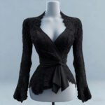 Sexy Women Mesh Lace T-Shirts Long Sleeve Tops Transparent Casual Sheer Basic Tie Front Shirt Blouses for Club Aesthetic Clothes - Image 2