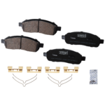 JC Whitney® Front Brake Pad Set, 2-Wheel Set, Pro-Line Series, Ceramic, Hardware Includes (4) Pieces Pad Locating Clip (Revised)