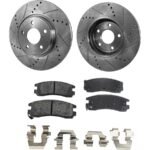SureStop® 2-Wheel Set Rear Brake Disc and Pad Kit, Cross-drilled and Slotted 278 mm Ceramic Pro-Line Series, Includes (1) Brake Pad Set and (2) Brake Disc