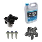 Genuine BMW® 4-Piece Kit Water Pump, 3.0L, 6Cyl, New, Includes (1) Water Pump, (1) Thermostat, (1) Coolant/Antifreeze and (1) Oil Pan Bolt Set