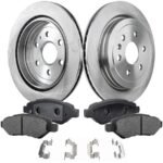 JC Whitney® 2-Wheel Set Rear Brake Disc and Pad Kit, Plain Surface 6 Lugs 315.47 mm Ceramic Pro-Line Series, Includes (2)Brake Disc and (1)Brake Pad Set