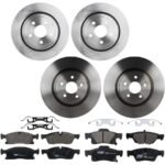TRW® 4-Wheel Set Front and Rear Brake Disc and Pad Kit, Plain Surface, 5 Lugs, Semi-Metallic - Front, Ceramic - Rear, 380mm Front Disc, 350mm Vented Rear Disc, Heavy Duty Brakes