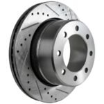 JC Whitney® 4-Wheel Set Front and Rear Brake Disc and Pad Kit, Cross-drilled and Slotted 8 Lugs Front-360 mm/Rear-358 mm Semi-metallic Pro-Line Series, Includes (4)Brake Disc and (2)Brake Pad Set - Image 2