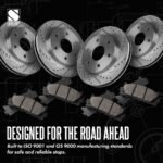 JC Whitney® 4-Wheel Set Front and Rear Brake Disc and Pad Kit, Cross-drilled and Slotted 8 Lugs Front-360 mm/Rear-358 mm Semi-metallic Pro-Line Series, Includes (4)Brake Disc and (2)Brake Pad Set - Image 11