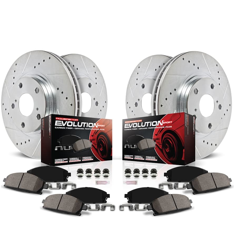 p15k6539_1.jpg Powerstop® 4-Wheel Set Power Stop® Front and Rear Z23 Daily Carbon-Fiber Ceramic Brake Pad and Drilled & Slotted Rotor Kit - Image 1