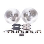 Powerstop® Front Brake Disc and Pad Kit, Natural Finish, Plain Surface, 6 Lugs, 330 mm, Ceramic, OE Replacement Series - Image 2