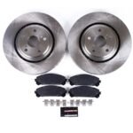 Powerstop® Front Brake Disc and Pad Kit, Natural Finish, Plain Surface, 5 Lugs, 328 mm, Ceramic, OE Replacement Series