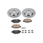Powerstop® Rear Brake Disc and Pad Kit, Plain Surface, 5 Lugs, Ceramic, OE Replacement