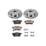 Powerstop® Rear Brake Disc and Pad Kit, Natural Finish, Plain Surface, 5 Lugs, 281.6 mm, Ceramic, OE Replacement Series