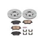 Powerstop® Front Brake Disc and Pad Kit, Natural Finish, Plain Surface, 5 Lugs, 300 mm, Ceramic, OE Replacement Series