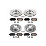 Powerstop® 4-Wheel Set Front and Rear Brake Disc and Pad Kit, Plain Surface, 5 Lugs, Ceramic, OE Replacement Series - Image 2