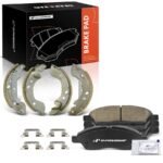 A-PremiumĀ® 8 Pcs Front Ceramic Brake Pads & Rear Brake Shoes