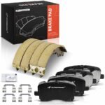 A-Premium® 8 Pcs Front Ceramic Brake Pads & Rear Brake Shoes