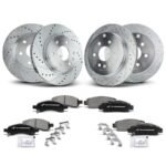 A-Premium® Front & Rear Drilled Rotors & Ceramic Brake Pads - Image 2
