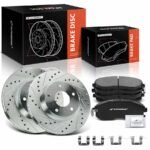 A-Premium® 6 Pcs Front Drilled Rotors & Ceramic Brake Pads
