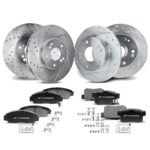 A-Premium® Front & Rear Drilled Rotors & Ceramic Brake Pads - Image 2