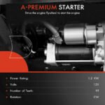 A-Premium® Starter Motor 1.2KW 12V CW 9 Teeth - Image 2