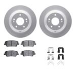 R1 Concepts® Rear Brake Disc and Pad Kit, Coated, Plain Surface, 307 mm, Ceramic, R1 GEO-Carbon Rotors with Ceramic Pads Series