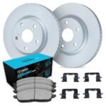 R1 Concepts® Front Brake Disc and Pad Kit, Coated, Plain Surface, 330 mm, Ceramic, R1 GEO-Carbon Rotors with Ceramic Pads Series