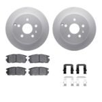 R1 Concepts® Rear Brake Disc and Pad Kit, Coated, Plain Surface, 302 mm, Ceramic, R1 GEO-Carbon Rotors with Ceramic Pads Series