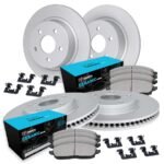R1 Concepts® Front and Rear Brake Disc and Pad Kit, Coated, Plain Surface, Front - 305 mm, Rear - 279 mm, Ceramic, R1 GEO-Carbon Rotors with Ceramic Pads Series