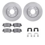 R1 Concepts® Front Brake Disc and Pad Kit, Plain Surface, 279 mm, Ceramic, R1 eLINE Silver Rotors with Ceramic Pads Series