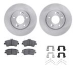 R1 Concepts® Front Brake Disc and Pad Kit, Plain Surface, 279 mm, Ceramic, R1 eLINE Silver Rotors with Ceramic Pads Series