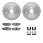 R1 Concepts® Rear Brake Disc and Pad Kit, Plain Surface, 305 mm, Ceramic, R1 eLINE Silver Rotors with Ceramic Pads Series