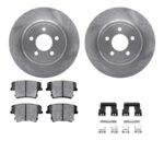 R1 Concepts® Rear Brake Disc and Pad Kit, Plain Surface, 330 mm, Ceramic, R1 eLINE Silver Rotors with Ceramic Pads Series