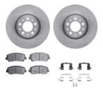 R1 Concepts® Front Brake Disc and Pad Kit, Plain Surface, 305 mm, Ceramic, R1 eLINE Silver Rotors with Ceramic Pads Series - Image 2