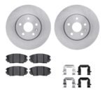 R1 Concepts® Front Brake Disc and Pad Kit, Plain Surface, 345 mm, Ceramic, R1 eLINE Silver Rotors with Ceramic Pads Series