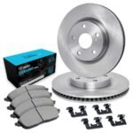R1 Concepts® Front Brake Disc and Pad Kit, Plain Surface, 345 mm, Ceramic, R1 eLINE Silver Rotors with Ceramic Pads Series - Image 3