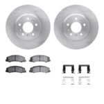 R1 Concepts® Front Brake Disc and Pad Kit, Plain Surface, 305 mm, Ceramic, R1 eLINE Silver Rotors with Ceramic Pads Series