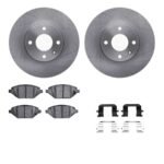 R1 Concepts® Front Brake Disc and Pad Kit, Plain Surface, 267 mm, Ceramic, R1 eLINE Silver Rotors with Ceramic Pads Series