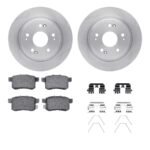 R1 Concepts® Rear Brake Disc and Pad Kit, Plain Surface, 282 mm, Ceramic, R1 eLINE Silver Rotors with Ceramic Pads Series
