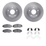 R1 Concepts® Front Brake Disc and Pad Kit, Plain Surface, 267 mm, Ceramic, R1 eLINE Silver Rotors with Ceramic Pads Series