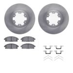 R1 Concepts® Front Brake Disc and Pad Kit, Plain Surface, 305 mm, Ceramic, R1 eLINE Silver Rotors with Ceramic Pads Series