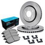 R1 Concepts® Front Brake Disc and Pad Kit, Plain Surface, 305 mm, Ceramic, R1 eLINE Silver Rotors with Ceramic Pads Series - Image 3