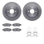 R1 Concepts® Front Brake Disc and Pad Kit, Plain Surface, 267 mm, Ceramic, R1 eLINE Silver Rotors with Ceramic Pads Series - Image 2