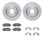 R1 Concepts® Front Brake Disc and Pad Kit, Plain Surface, 305 mm, Ceramic, R1 eLINE Silver Rotors with Ceramic Pads Series