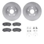 R1 Concepts® Front Brake Disc and Pad Kit, Plain Surface, 279 mm, Ceramic, R1 eLINE Silver Rotors with Ceramic Pads Series