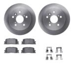 R1 Concepts® Rear Brake Disc and Pad Kit, Plain Surface, 279 mm, Ceramic, R1 eLINE Silver Rotors with Ceramic Pads Series