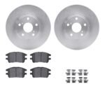 R1 Concepts® Front Brake Disc and Pad Kit, Plain Surface, 305 mm, Ceramic, R1 eLINE Silver Rotors with Ceramic Pads Series