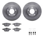 R1 Concepts® Front Brake Disc and Pad Kit, Plain Surface, 305 mm, Ceramic, R1 eLINE Silver Rotors with Ceramic Pads Series - Image 2