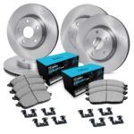 R1 Concepts® Front and Rear Brake Disc and Pad Kit, Plain Surface, 330 mm, Ceramic, R1 eLINE Silver Rotors with Ceramic Pads Series