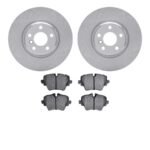 R1 Concepts® Front Brake Disc and Pad Kit, Plain Surface, 330 mm, Ceramic, R1 eLINE Silver Rotors with Ceramic Pads Series