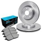 R1 Concepts® Front Brake Disc and Pad Kit, Plain Surface, 330 mm, Ceramic, R1 eLINE Silver Rotors with Ceramic Pads Series - Image 3