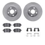 R1 Concepts® Front Brake Disc and Pad Kit, Silver zinc-plated, Cross-drilled and Slotted, 267 mm, Ceramic, R1 eLINE Silver Rotors with Ceramic Pads Series - Image 2