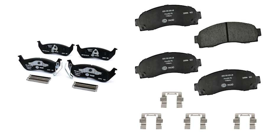 set-h57355035681-a_1.jpg Hella® Front and Rear Front-Ceramic/Rear-Organic Brake Pad Set - Image 1