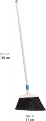 Amazon Basics Heavy-Duty Floor Cleaning Broom with Stiff Bristles, Sturdy 3-Piece Handle, Easy to Assemble, Indoor Outdoor Use for Driveways and Sidewalks, Blue and White - Image 4